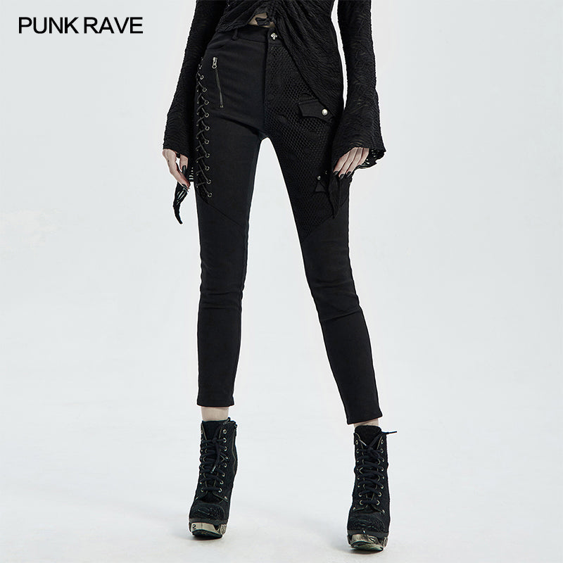 WK-462DQF Punk blood dark denim women trousers