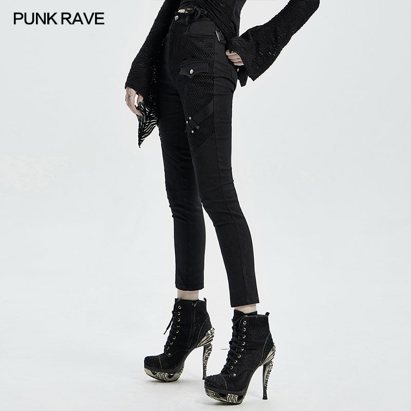 WK-462DQF Punk blood dark denim women trousers