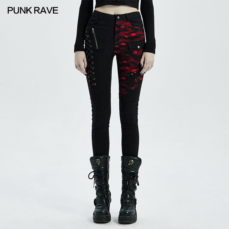 WK-462DQF Punk blood dark denim women trousers