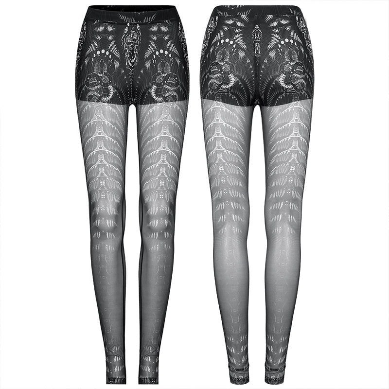 WK-491DQF Goth skinny skeleton print Leggings