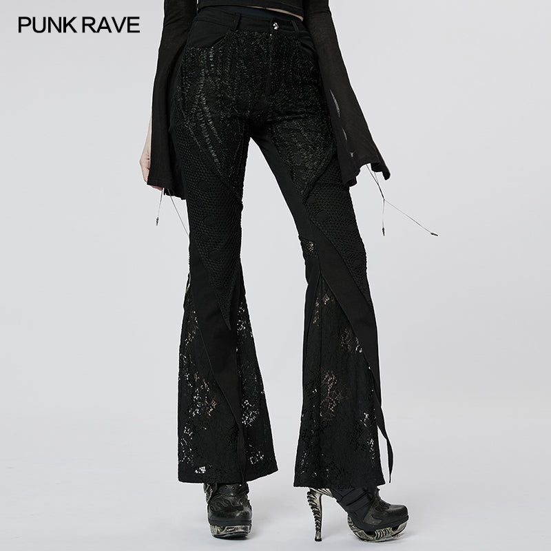 WK-535XCF Goth Lace Flared Long Pants