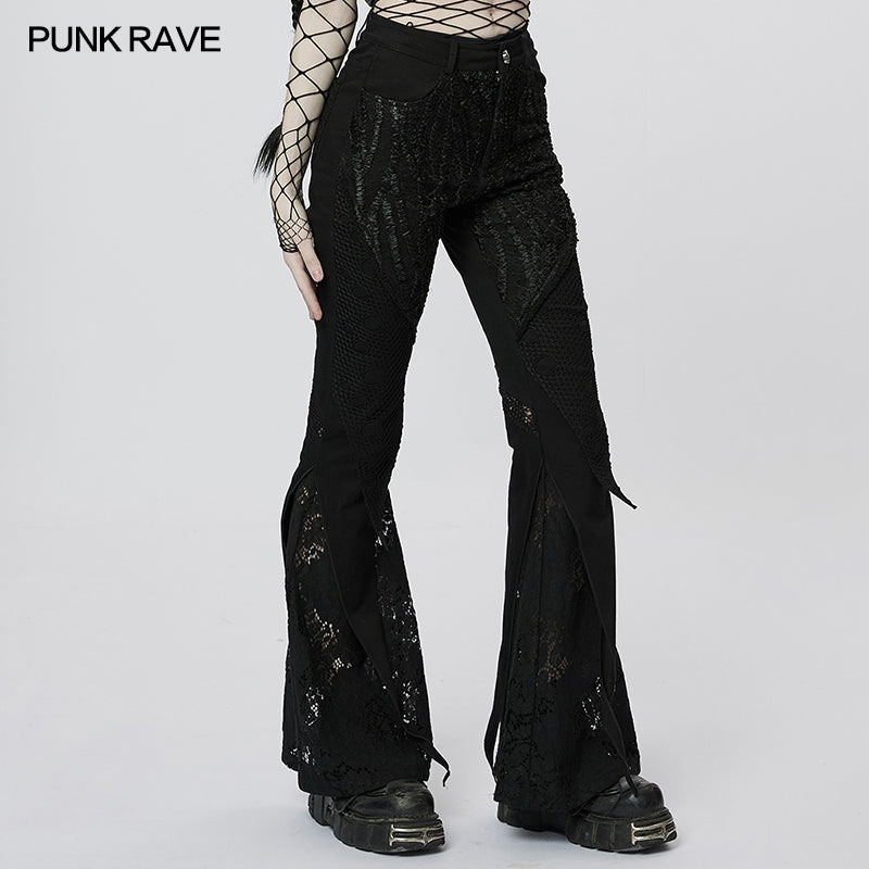 WK-535XCF Goth Lace Flared Long Pants