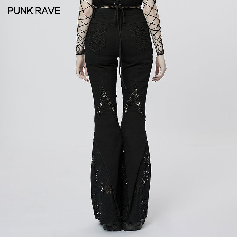 WK-535XCF Goth Lace Flared Long Pants