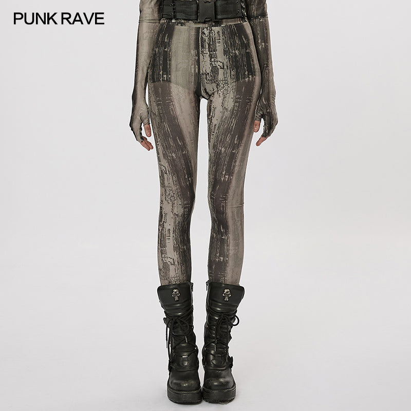 WK-536DDF The Post-apocalyptic Techwear Tight Mesh Leggings