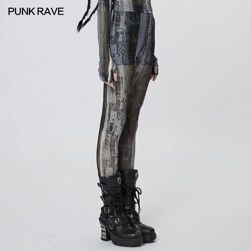 WK-536DDF The Post-apocalyptic Techwear Tight Mesh Leggings