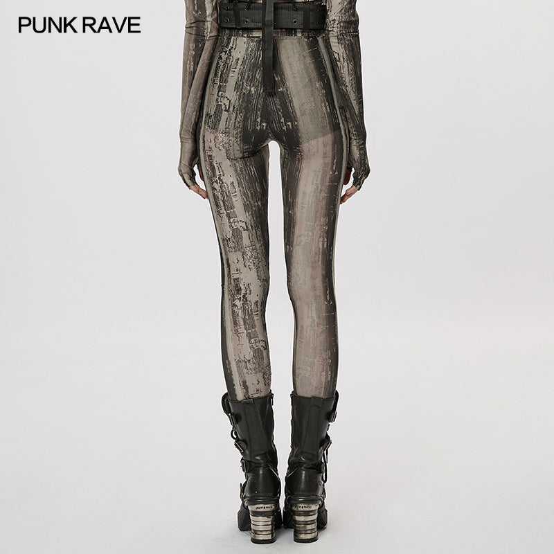 WK-536DDF The Post-apocalyptic Techwear Tight Mesh Leggings