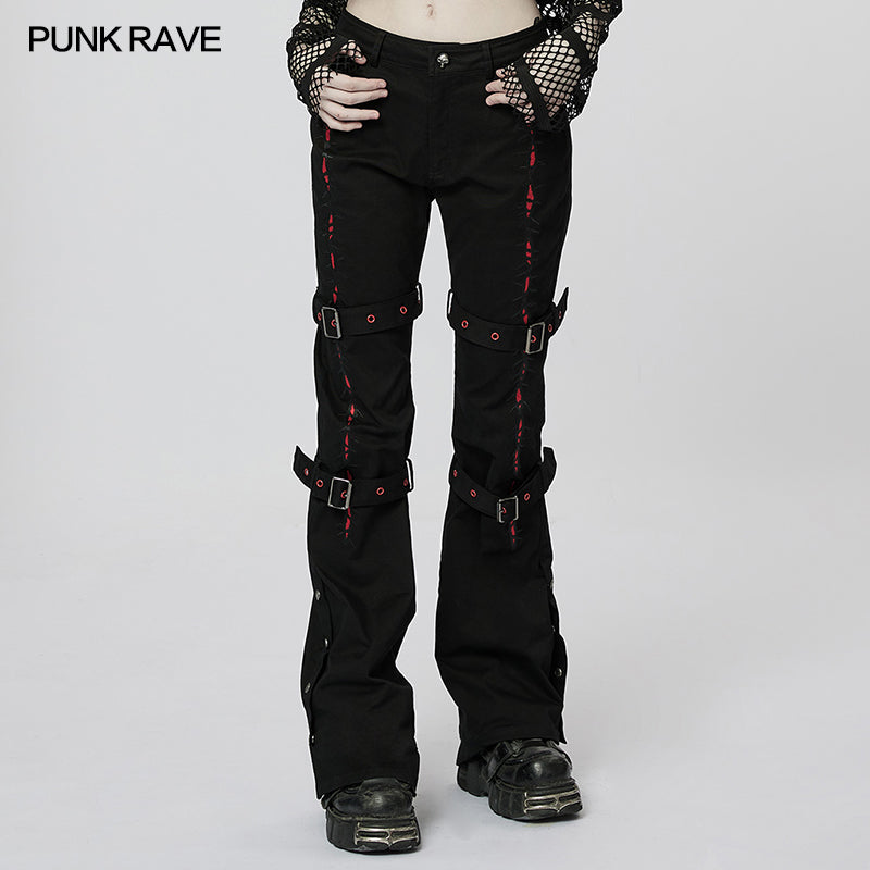 WK-543XCF Dark Embroidered Flared Pants