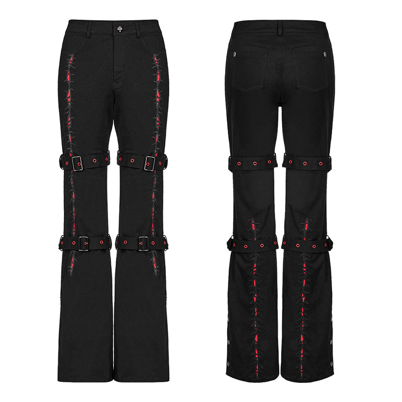 WK-543XCF Dark Embroidered Flared Pants