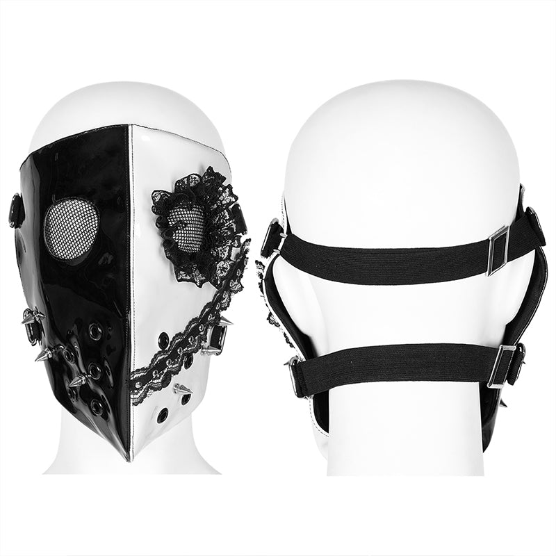 WLS-059KZ black And White Leather Mask