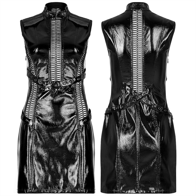 WQ-560LQF Gothic patent leather hollowed out dress