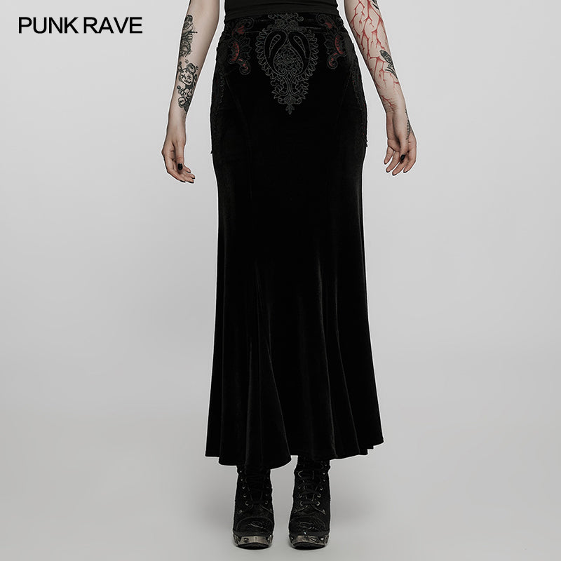 WQ-567BQF Goth gorgeous velvet fishtail skirt