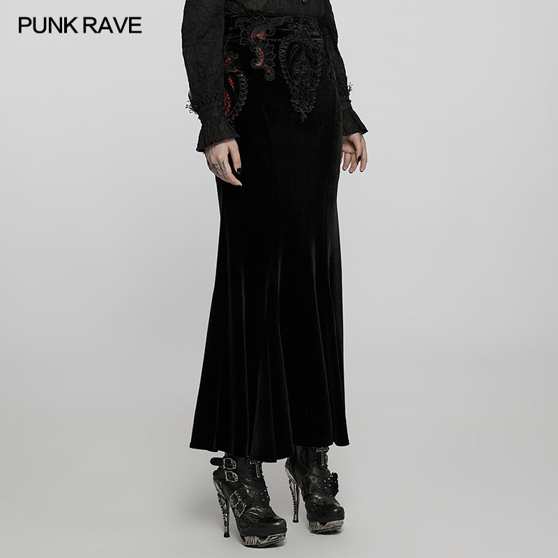 WQ-567BQF Goth gorgeous velvet fishtail skirt