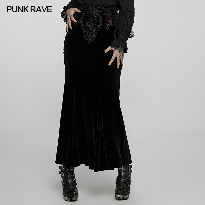 WQ-567BQF Goth gorgeous velvet fishtail skirt