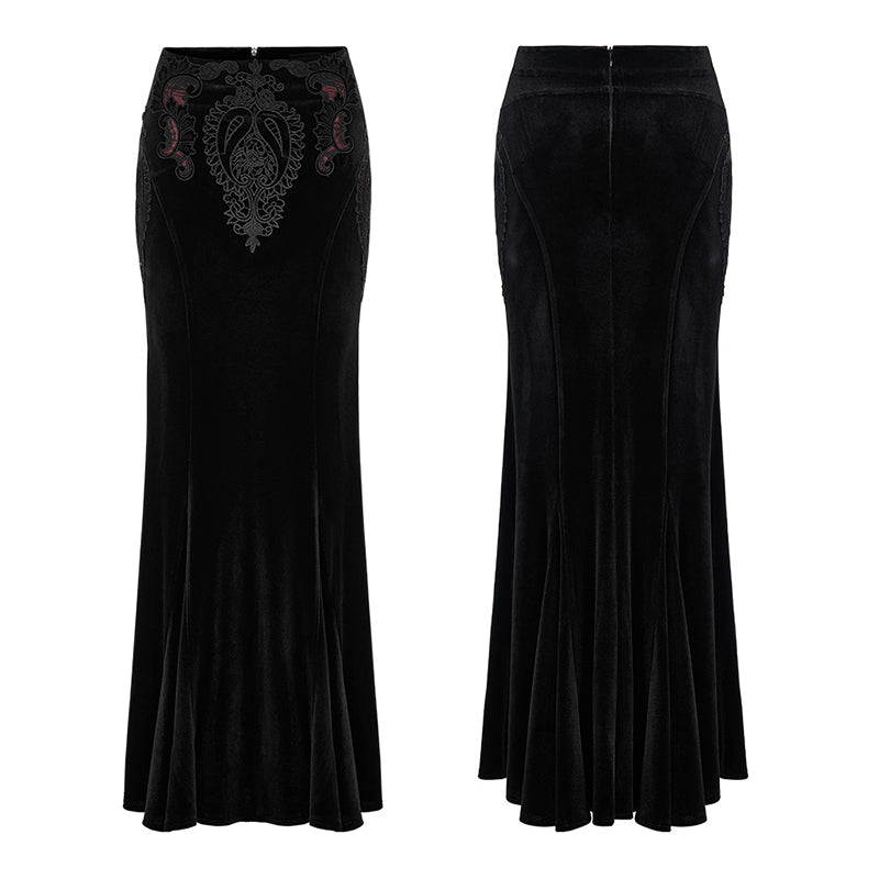 WQ-567BQF Goth gorgeous velvet fishtail skirt