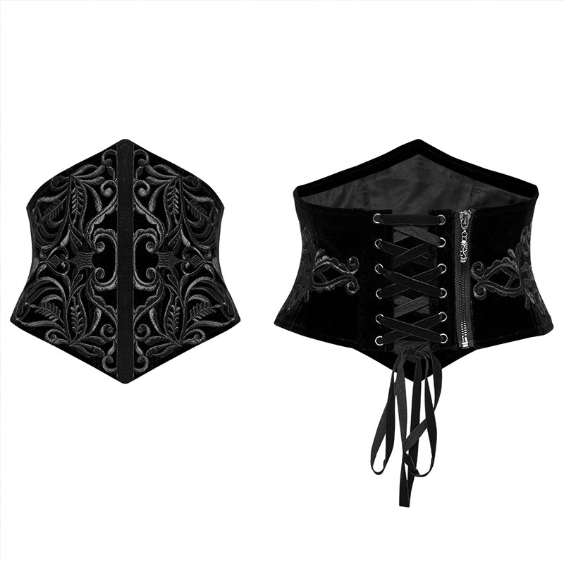 Punk Rave WS-616YDF Velveteen And Applique Embroidery Corset Design Goth Totem Retro Corset