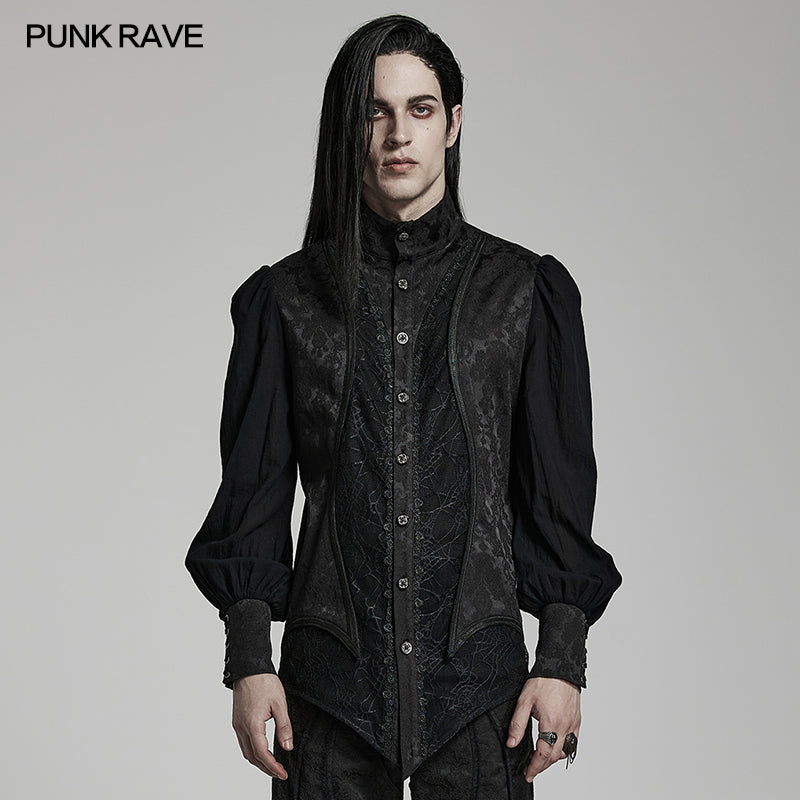 WY-1483CCM Goth lantern sleeve stand collar shirt