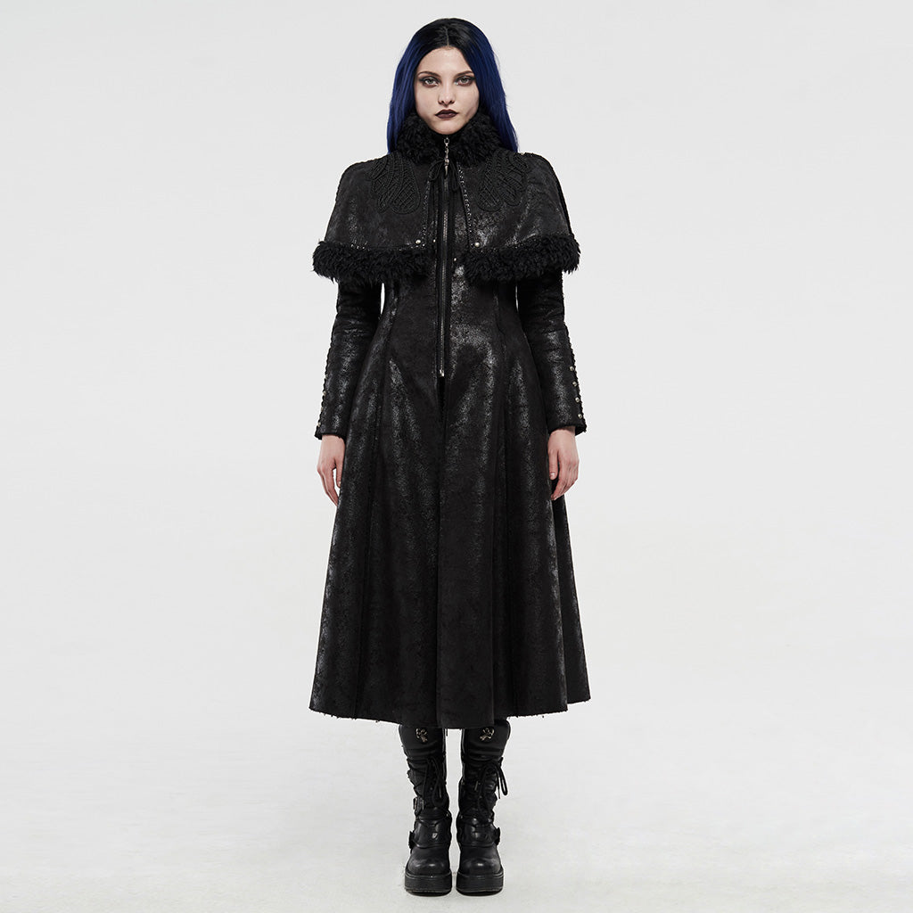 WY-1204XCF Gothic imitation fur long coat