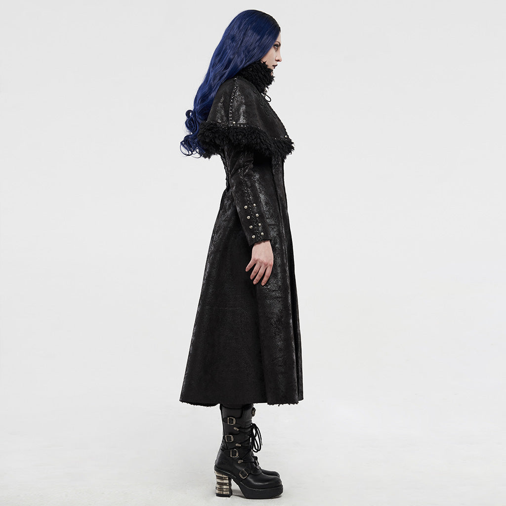 WY-1204XCF Gothic imitation fur long coat