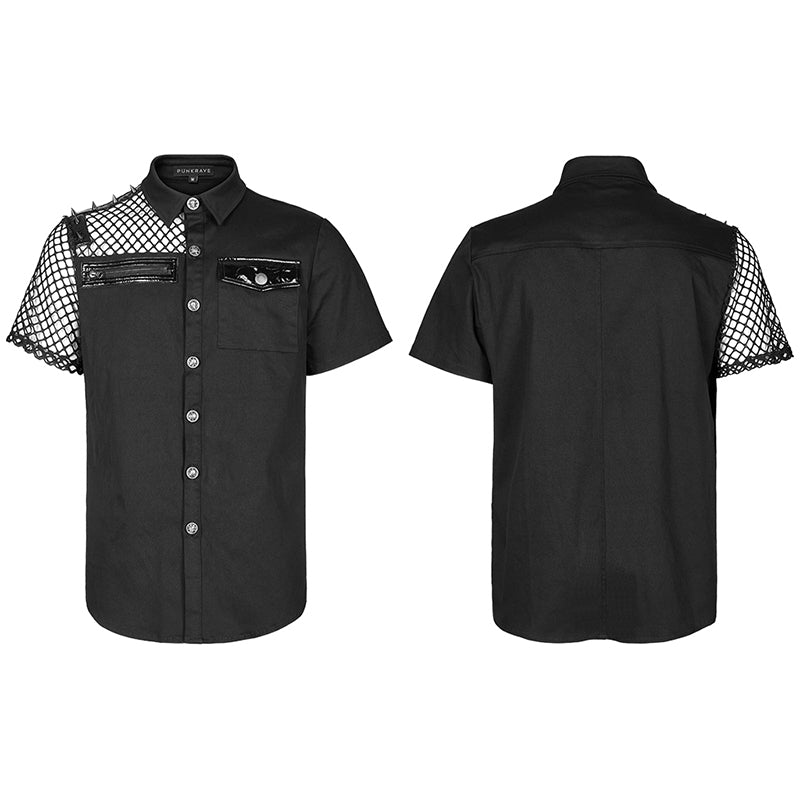 WY-1376CDM Punk asymmetric stitching shirt