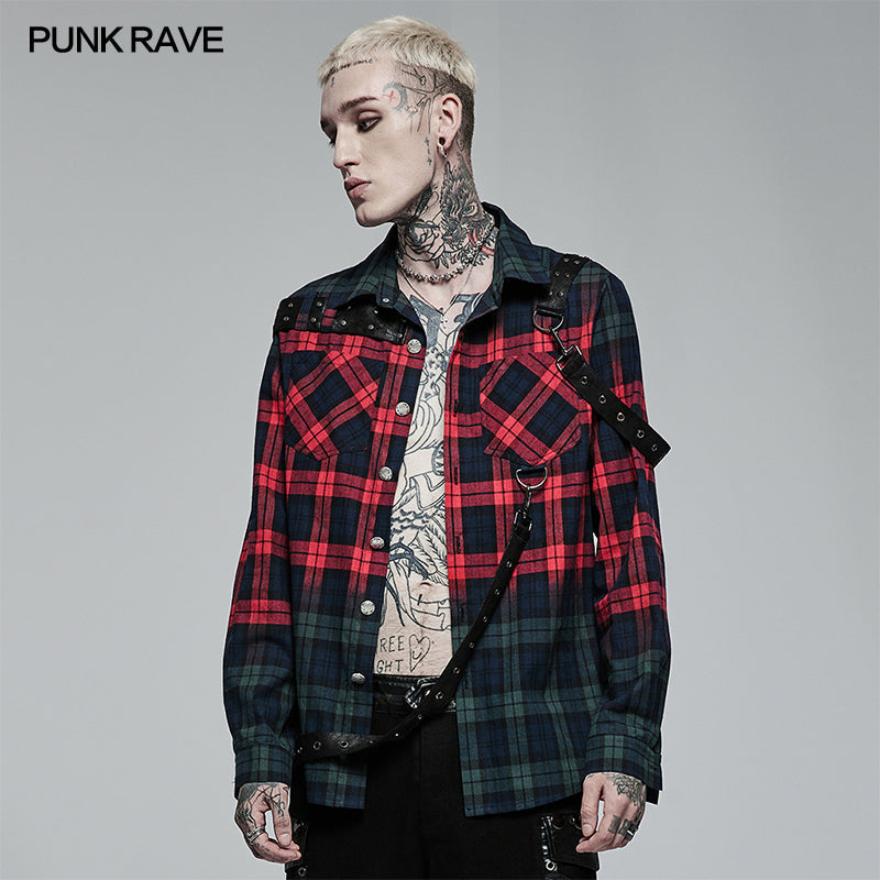 WY-1383CCM Punk Color Plaid Shirt