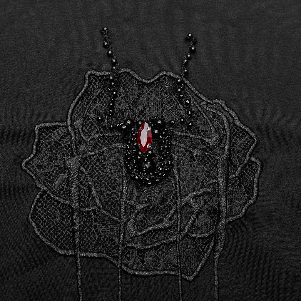 Gothic red-eyed spider embroidered dress