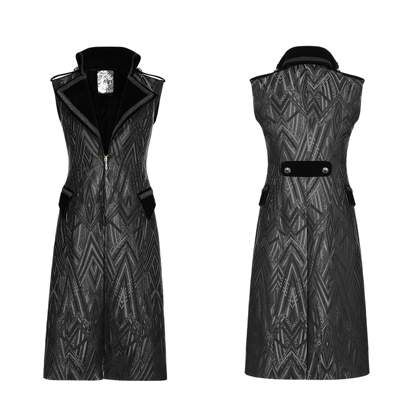 Gothic Pattern sleeveless Men's Long Coat WY-944MJM